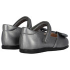 Younger Girls Silver Bow Shoes, 2, hi-res