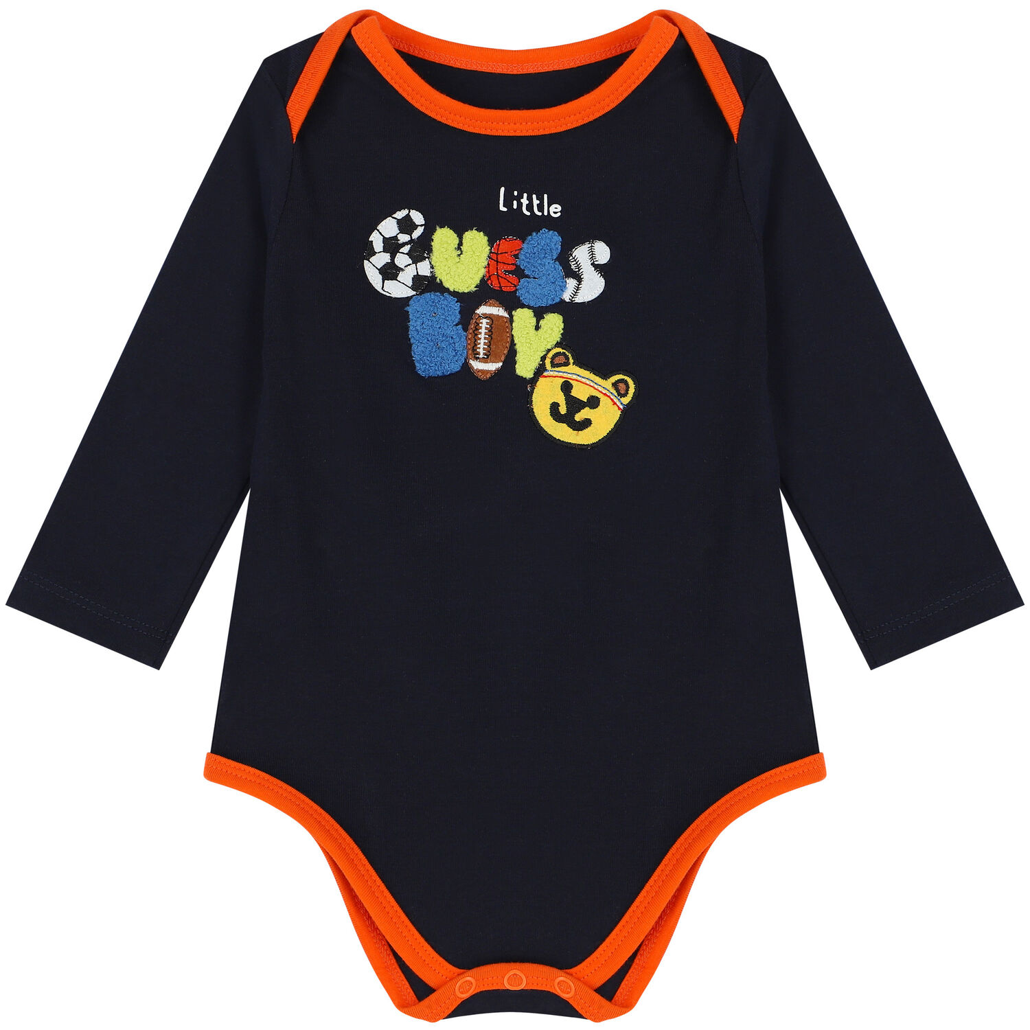 Baby Boys White & Navy Bodysuit Set, 1, hi-res