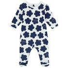 White & Navy Boke Flower Babygrows ( 2 Pack ), 1, hi-res