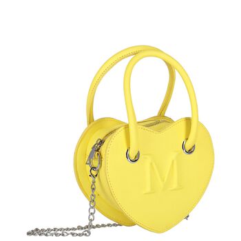 Girls Yellow Leather Heart Handbag