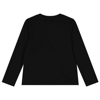 Boys Black Logo Long Sleeve Top