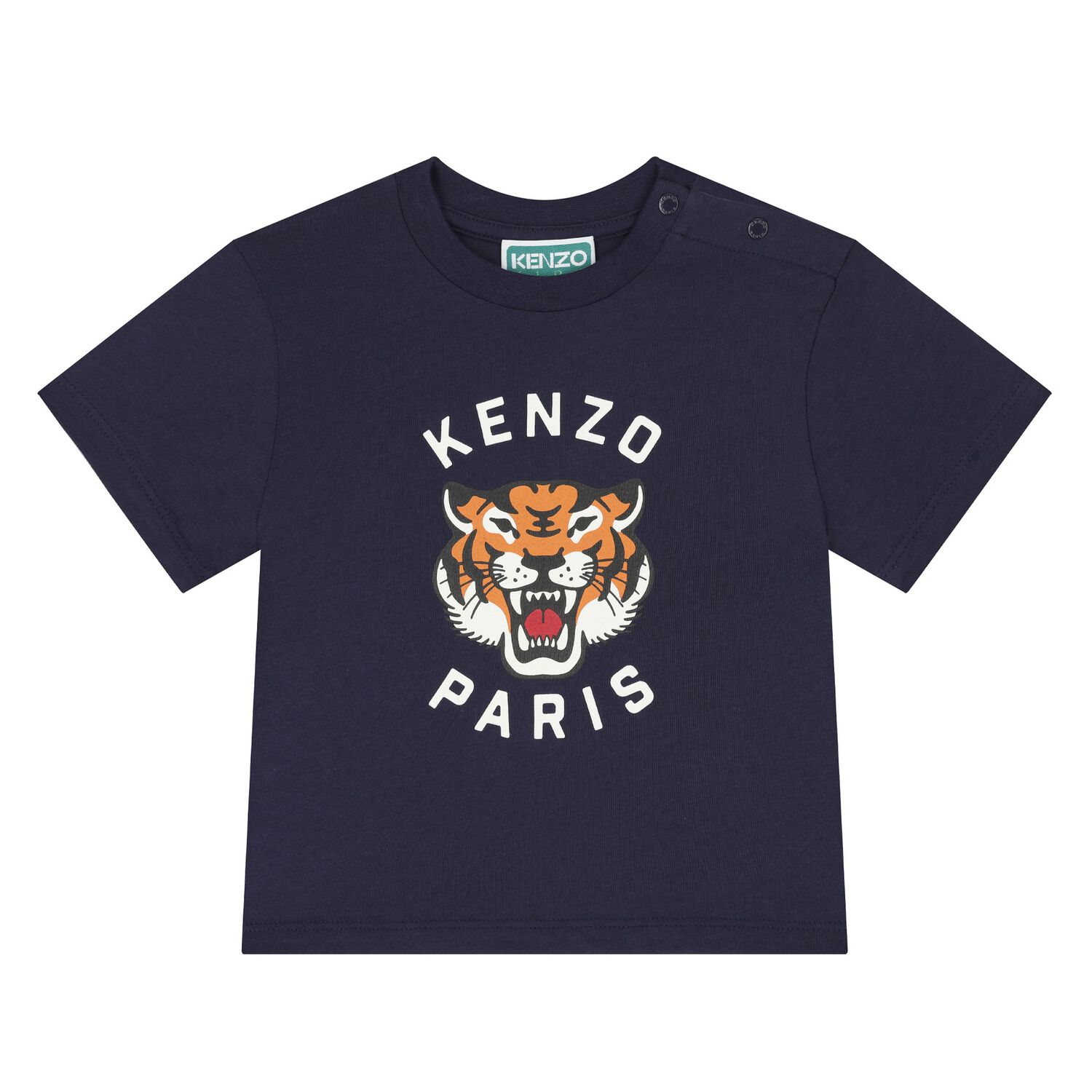 Younger Boys Navy Blue Tiger Logo T-Shirt, 1, hi-res