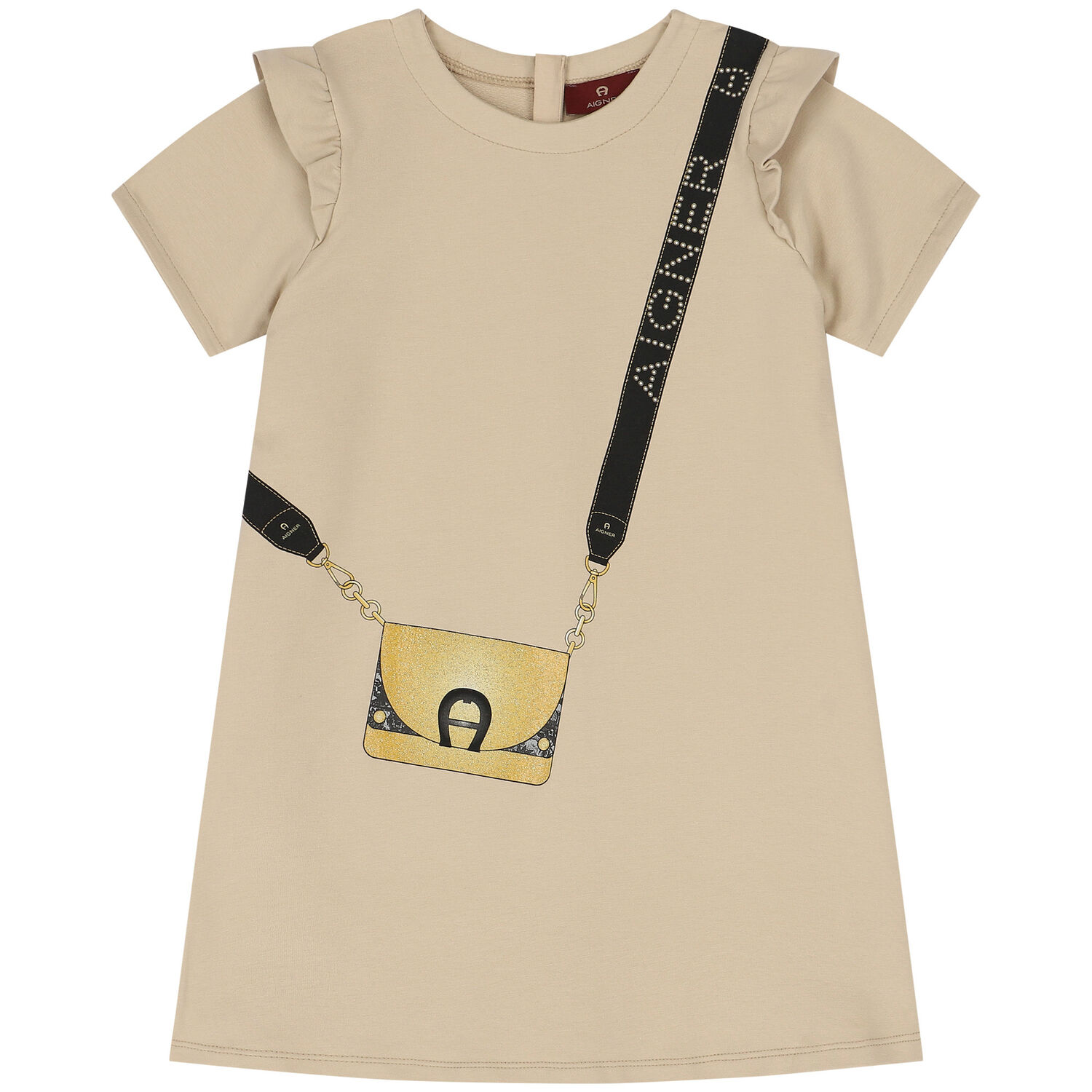 Girls Beige Logo Bag Dress, 2, hi-res