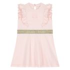 Younger Girls Pink & Gold Ruffled Logo Dress, 2, hi-res