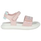 Girls Iridescent Pink Logo Sandals, 1, hi-res