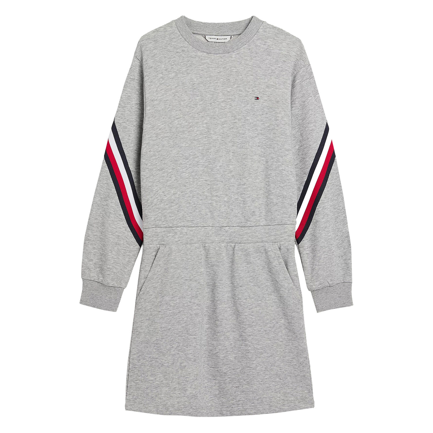 Girls Grey Logo Sweatshirt Dress, 1, hi-res