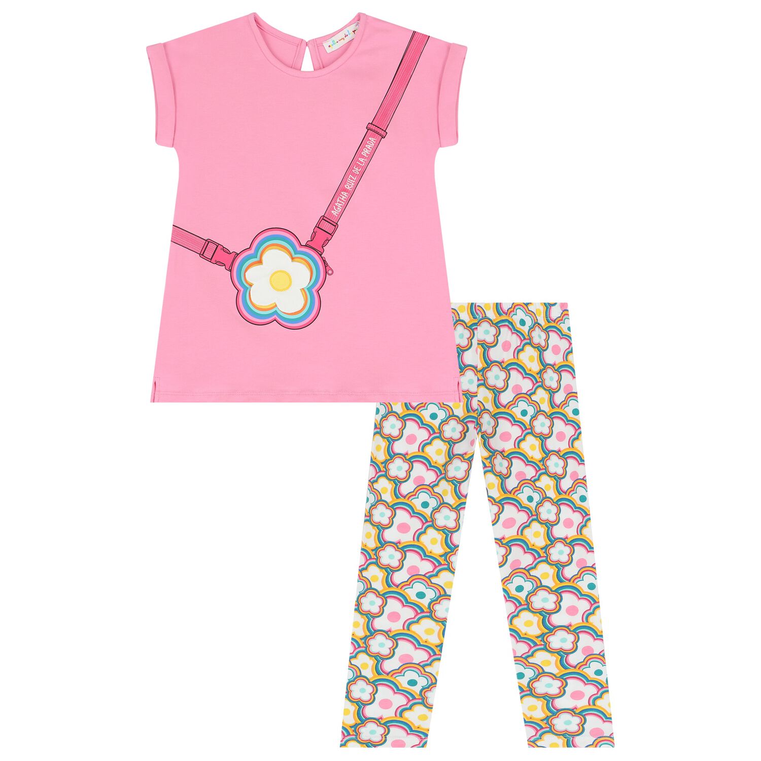 Girls Pink Logo Leggings Set, 1, hi-res