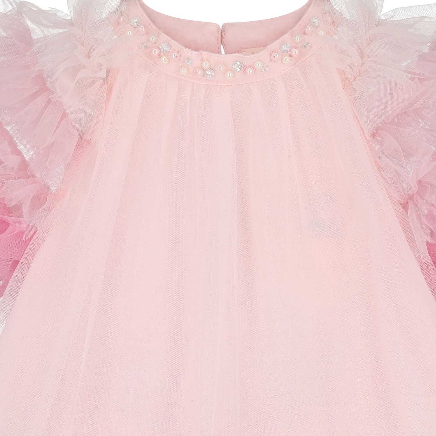 Baby Girls Pink Embellished Tulle Dress, 1, hi-res