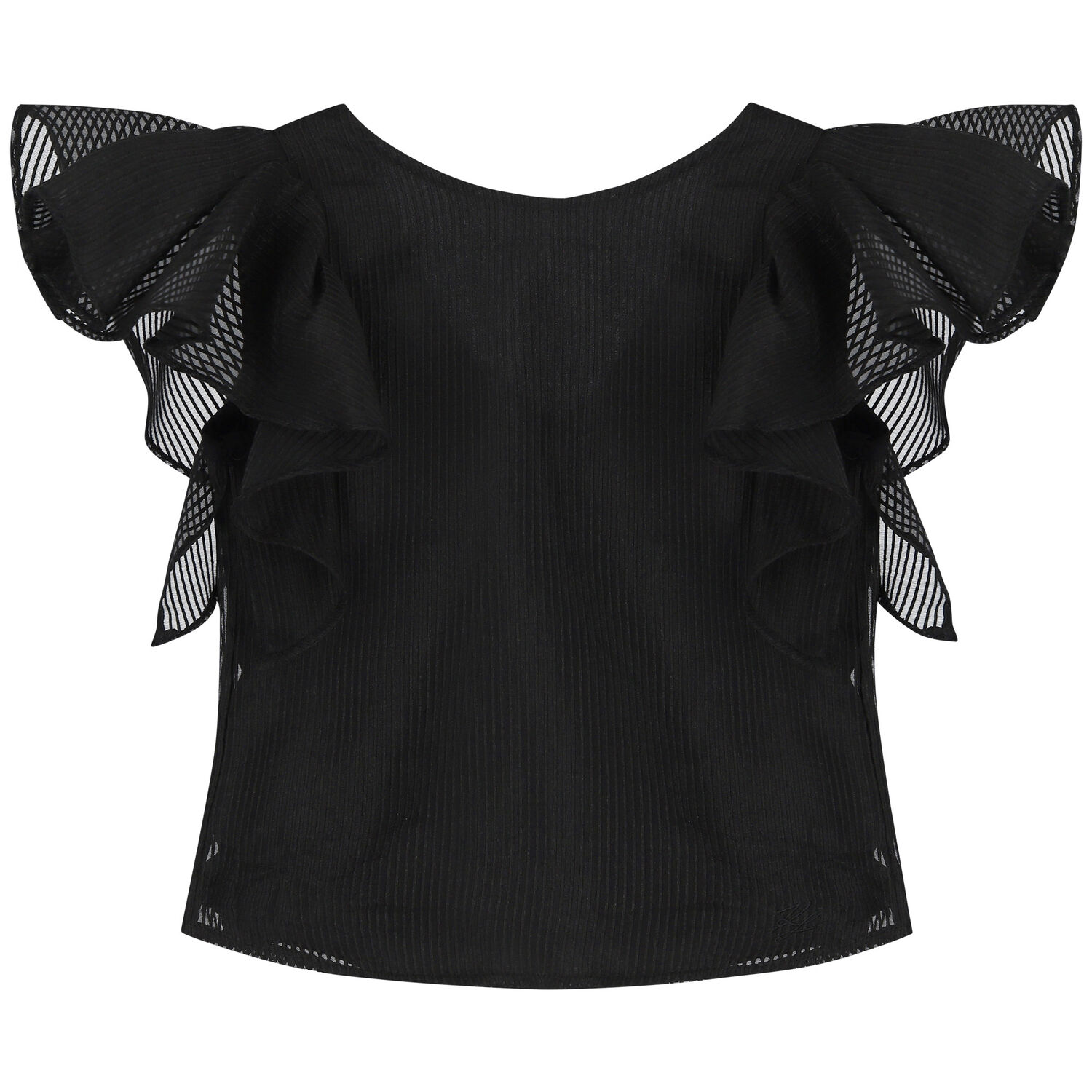 Girls Black Logo Organza Top, 1, hi-res