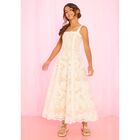 Girls White & Beige Lace Dress, 1, hi-res