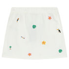 Girls White Embroidered Skirt, 1, hi-res