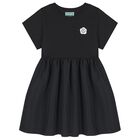 Girls Black Logo Dress, 1, hi-res