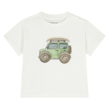 Younger Boys White Vehicle T-Shirt