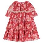 Girls Pink Floral Chiffon Dress, 2, hi-res