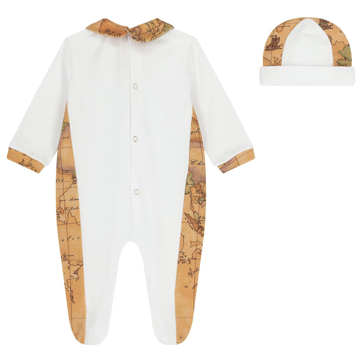 White & Beige Geo Map Babygrow Set, 2, hi-res