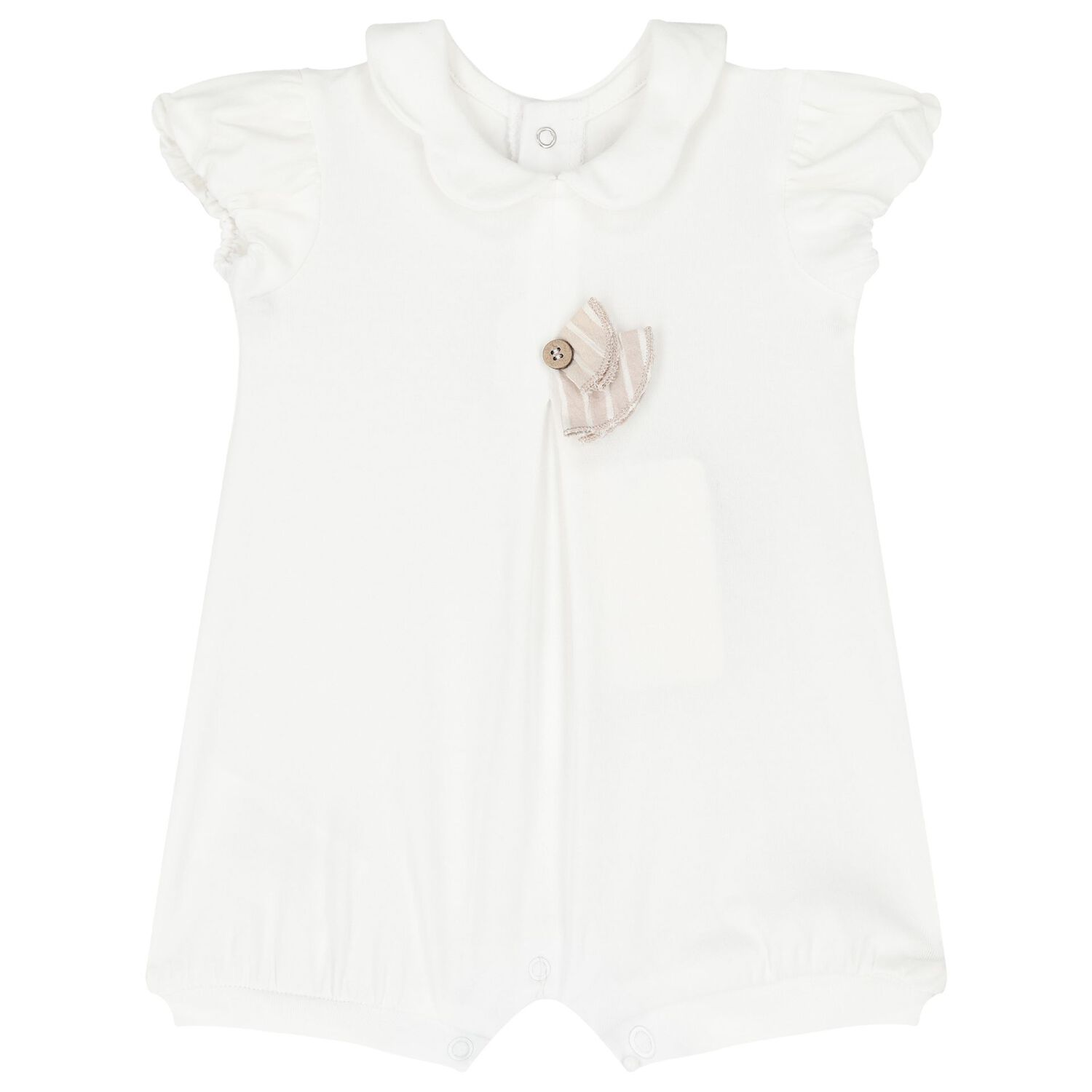 Baby Girls Beige & White Cotton Rompers ( 2-Pack ), 2, hi-res