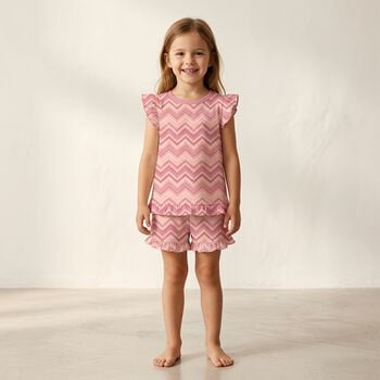 Girls Pink Zig Zag Pyjamas
