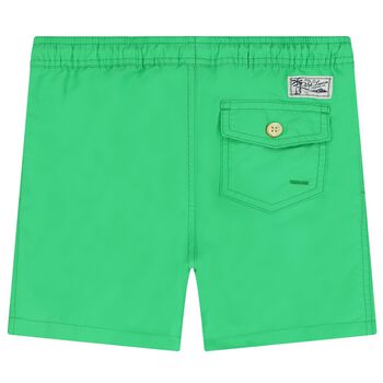 Boys Green Logo Swim Shorts