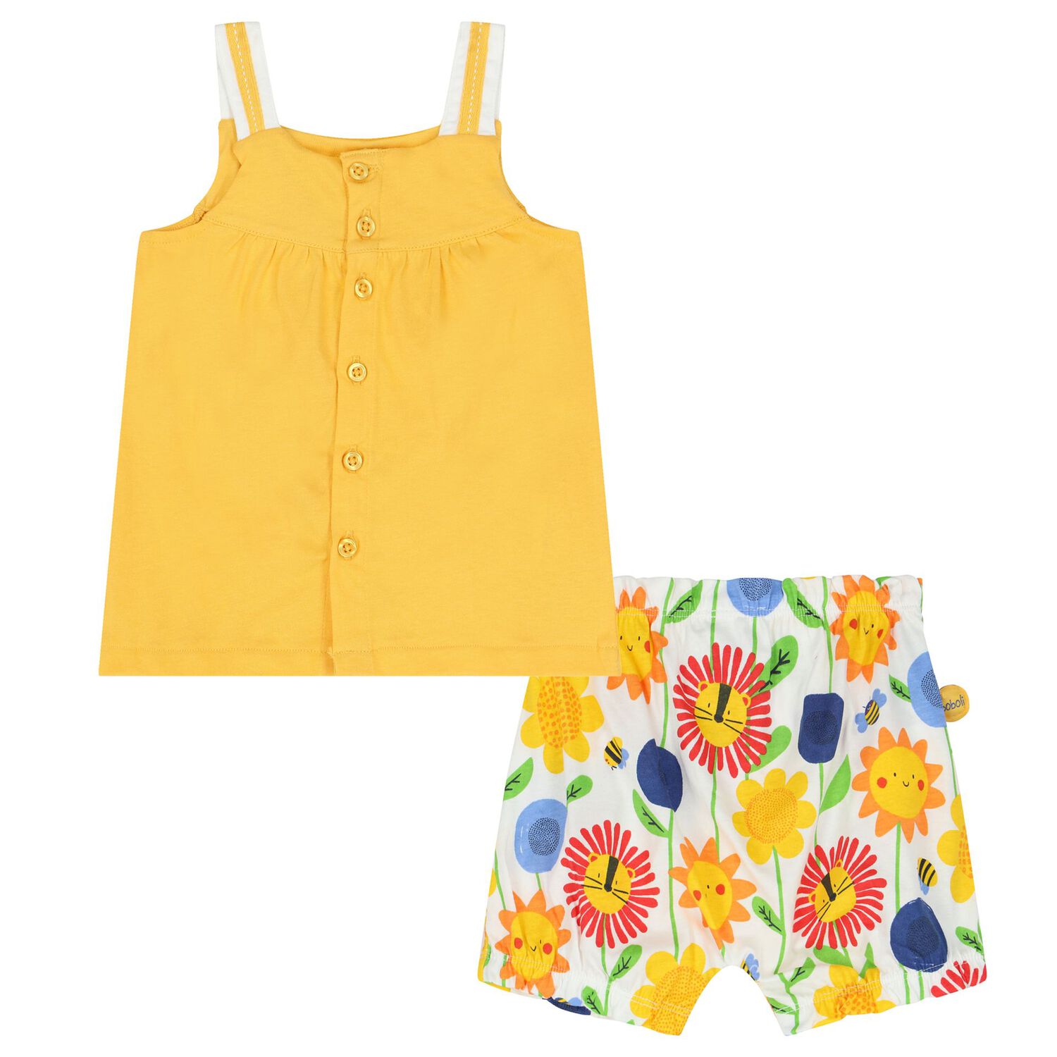 Baby Girls Yellow & White Sunflower Dress Set, 1, hi-res