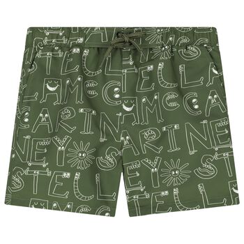 Boys Green Logo Swim Shorts
