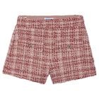 Girls Pink & Red Tweed Shorts, 2, hi-res