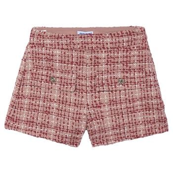 Girls Pink & Red Tweed Shorts