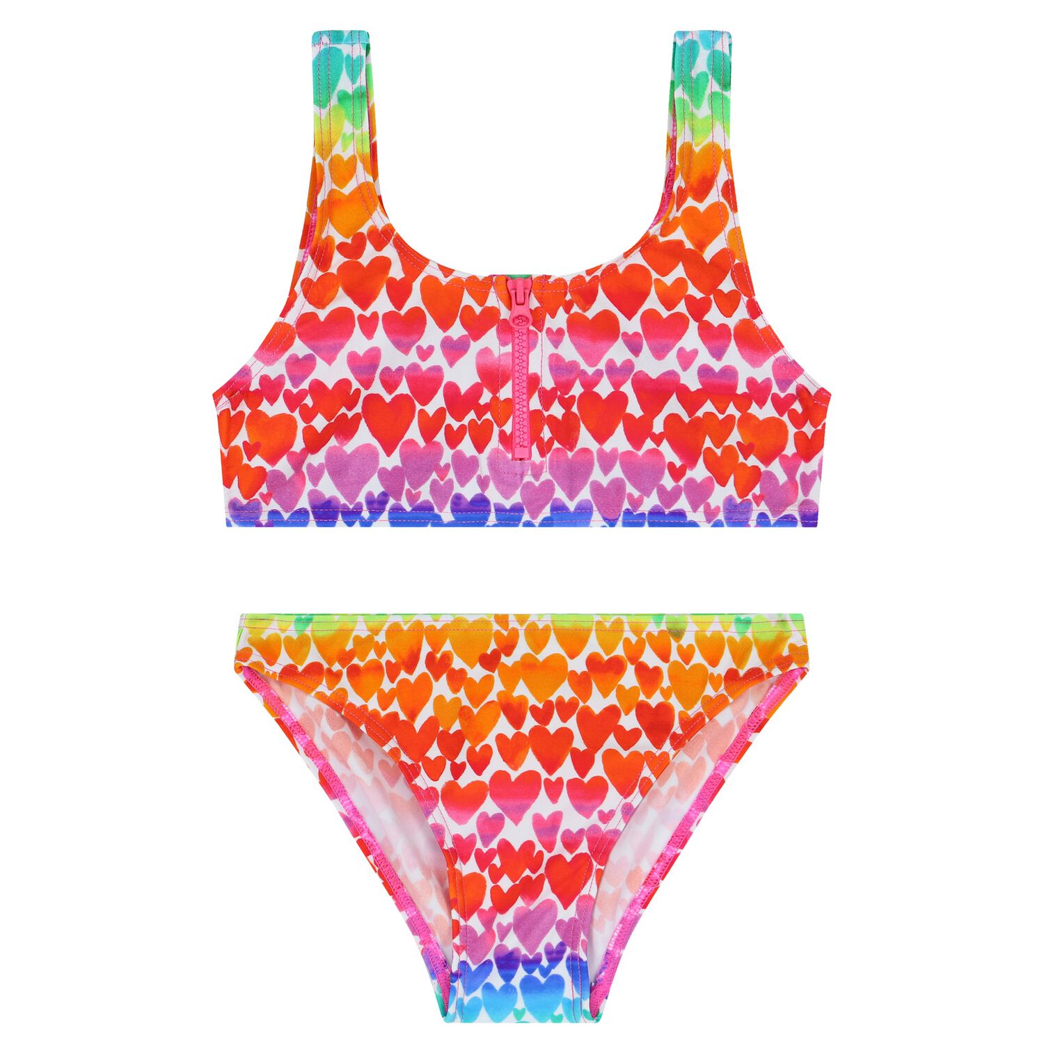 Girls Multi-Coloured Hearts Bikini, 1, hi-res image number null