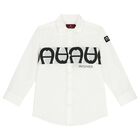 Boys White Logo Shirt, 1, hi-res