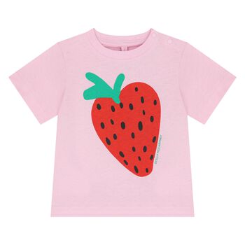 Younger Girls Pink Logo Strawberry T-Shirt