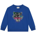 Girls Blue Tiger Logo Sweatshirt, 1, hi-res
