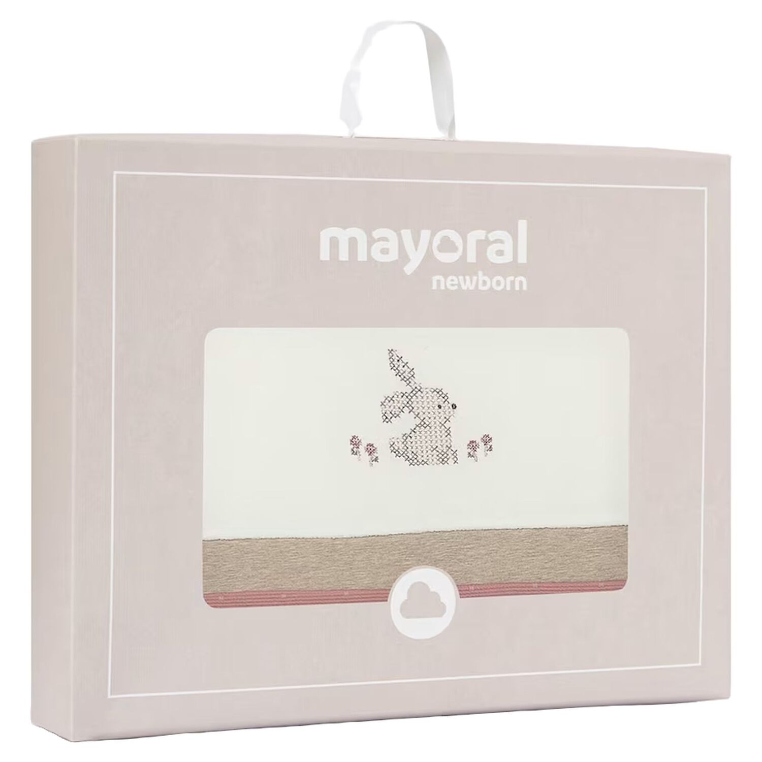 Baby Girls Ivory & Pink Rabbit Blanket, 2, hi-res