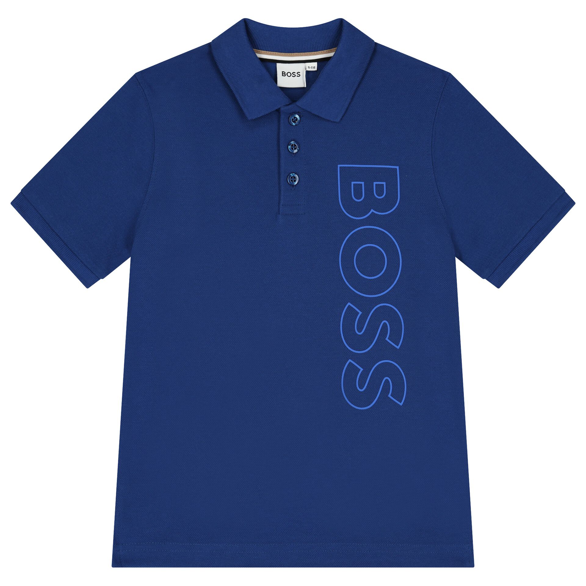 BOSS Boys Blue Logo Polo Shirt Junior Couture UK