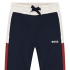 Younger Boys Navy Blue Logo Joggers, 3, hi-res