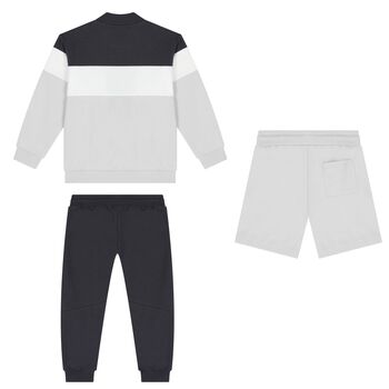 Boys Grey & Black Tracksuit Set