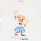 Girls White Polo Bear T-Shirt, 1, hi-res