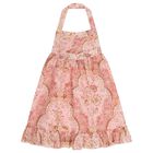 Girls Pink Floral Halter Dress, 1, hi-res