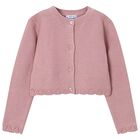 Girls Pink Knitted Cardigan, 2, hi-res