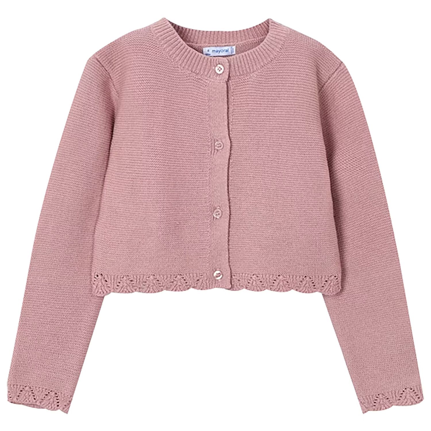 Girls Pink Knitted Cardigan, 2, hi-res