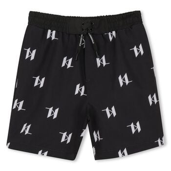 Boys Mini Me Black Logo Swim Shorts