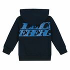 Younger Boys Navy Logo Hooded Top, 1, hi-res