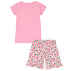 Girls Pink & White Strawberry Shorts Set, 1, hi-res