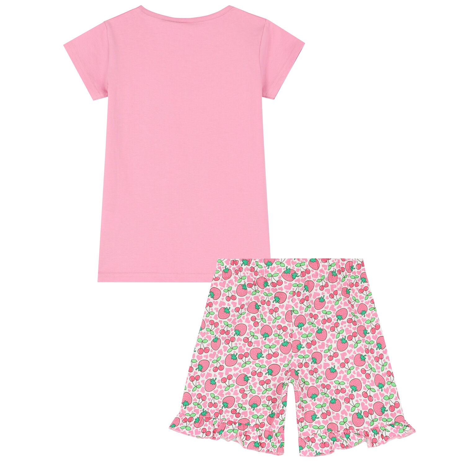 Girls Pink & White Strawberry Shorts Set, 1, hi-res image number null