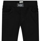 Younger Boys Black Logo Trousers, 1, hi-res