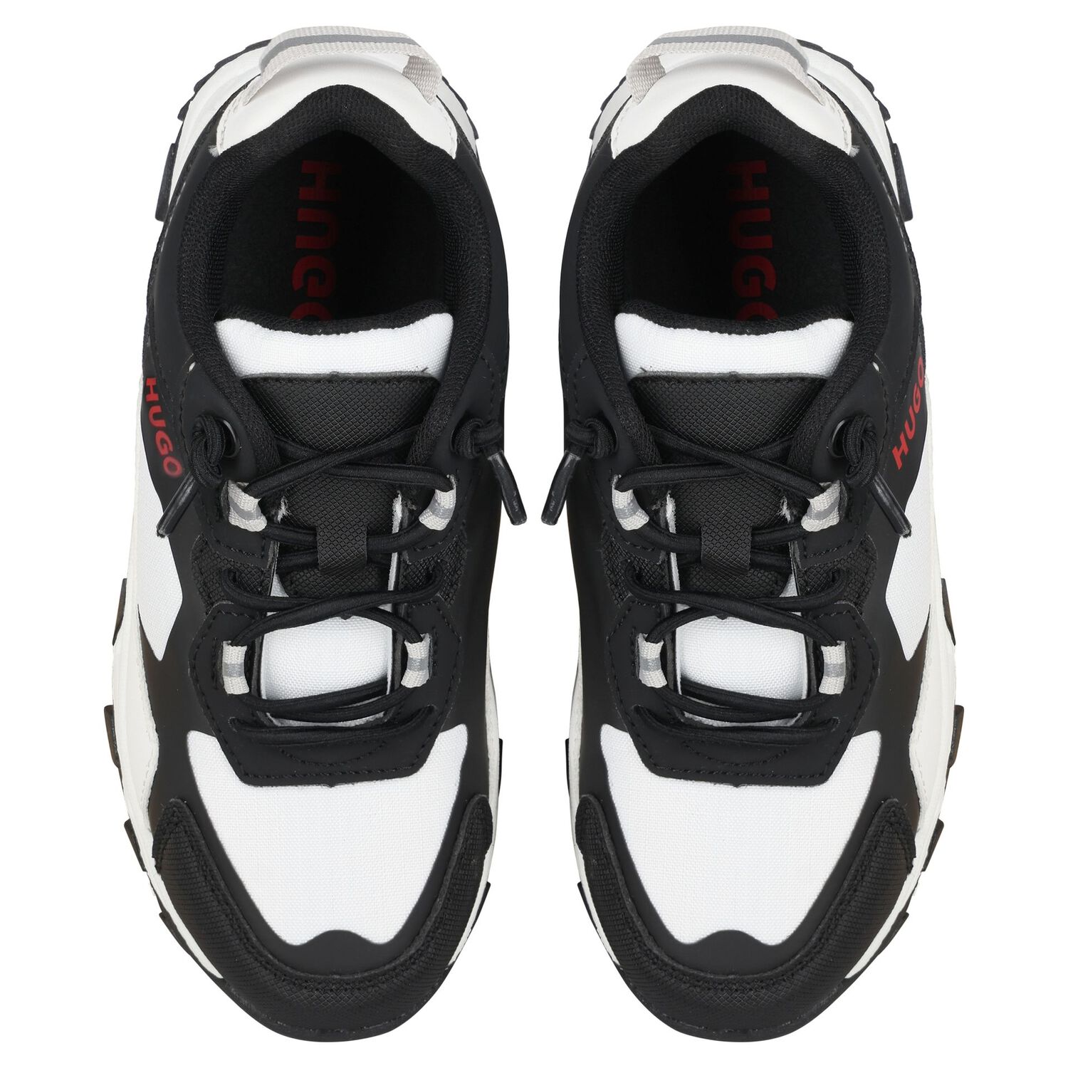 Boys Black & White Logo Trainer, 1, hi-res