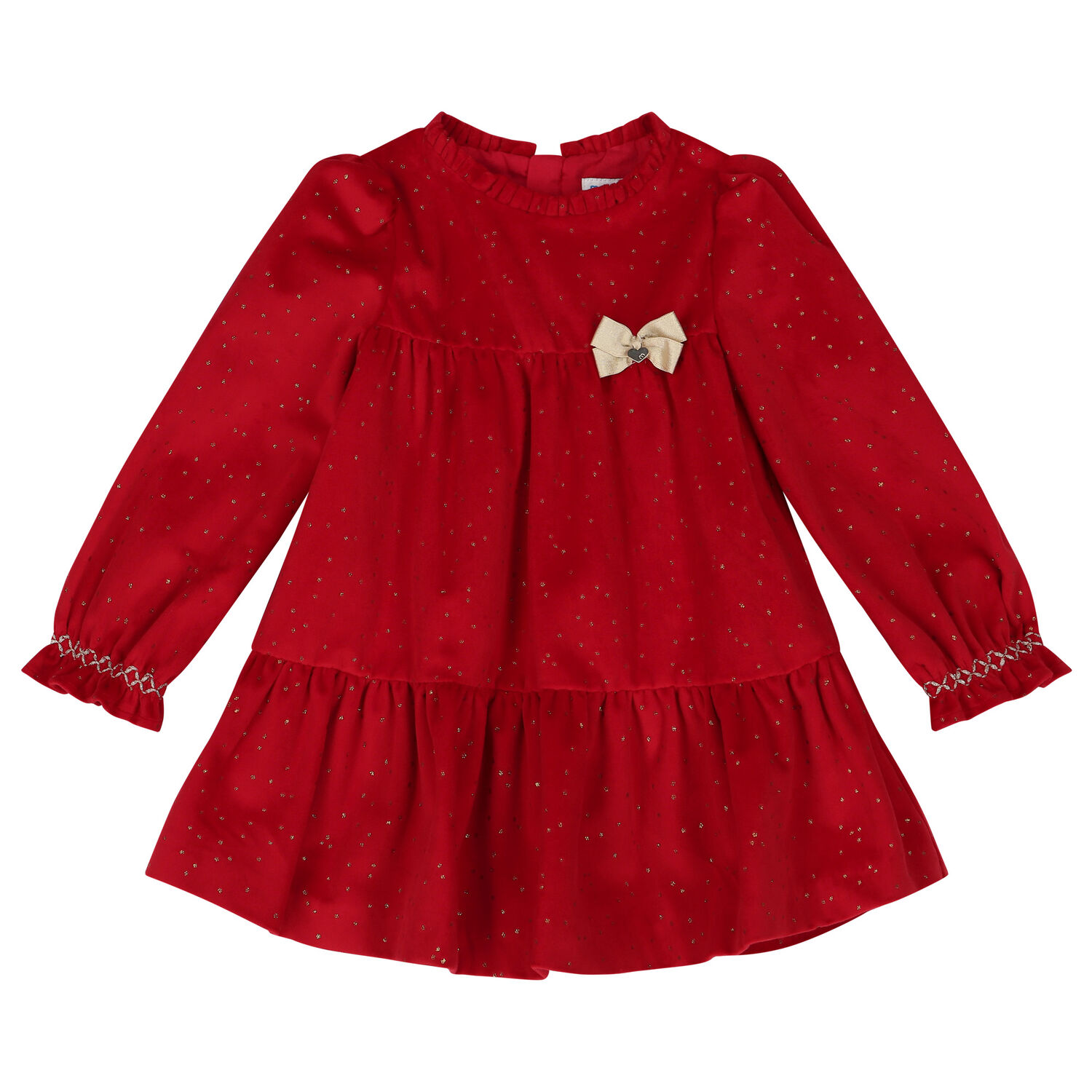 Younger Girls Red Velvet Dress, 1, hi-res