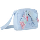 Girls Blue Chiffon Floral Handbag, 2, hi-res
