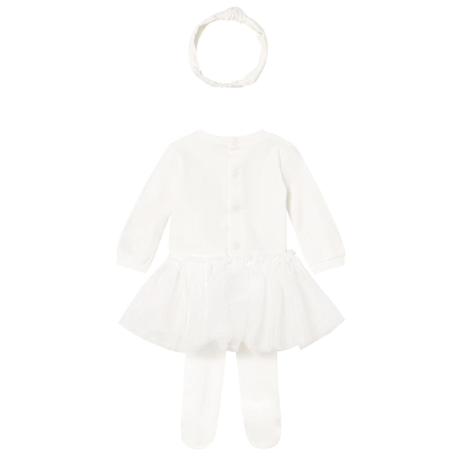 Baby Girls White 3 Piece Bodysuit & Tutu Set, 3, hi-res