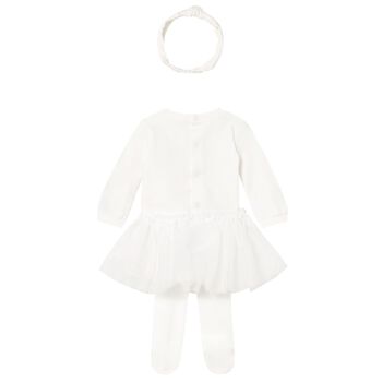 Baby Girls White 3 Piece Bodysuit & Tutu Set