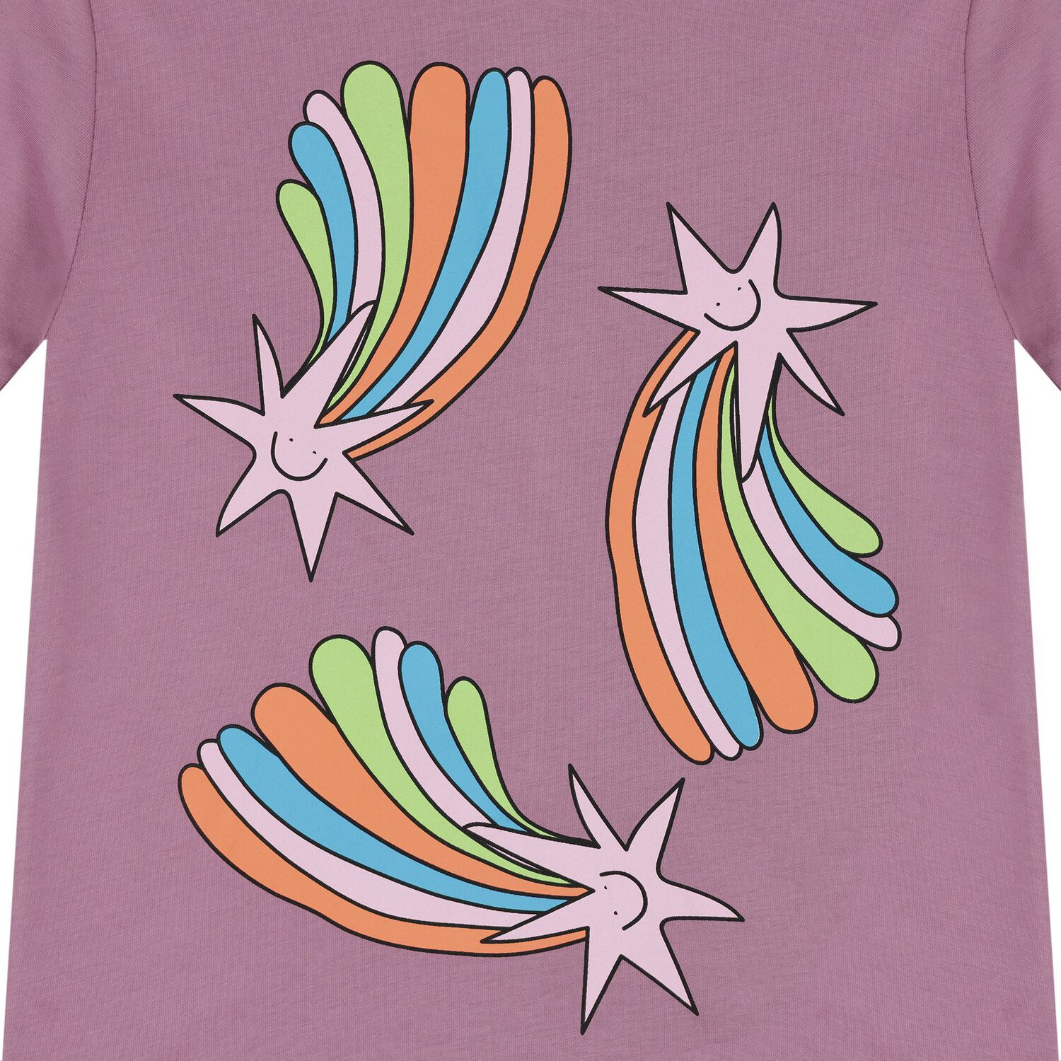 Girls Purple Shooting Stars T-Shirt, 1, hi-res