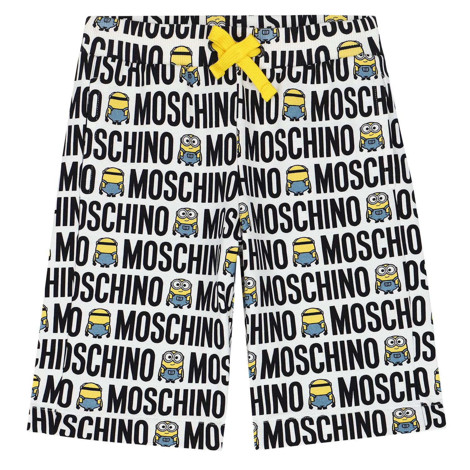 Boys White & Black Minion Logo Shorts, 1, hi-res image number null